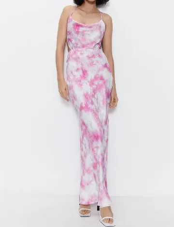 Rochie lunga WAREHOUSE, roz/alb