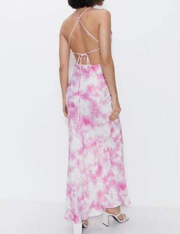 Rochie lunga WAREHOUSE, roz/alb