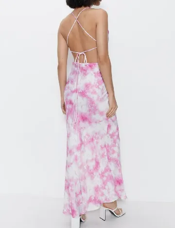 Rochie lunga WAREHOUSE, roz/alb