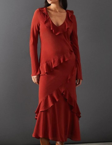 Rochie lunga WAREHOUSE, caramiziu