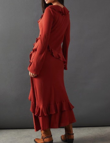 Rochie lunga WAREHOUSE, caramiziu
