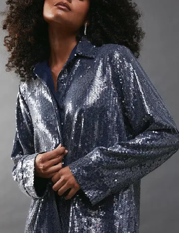 Camasa Oversize WAREHOUSE, bleumarin