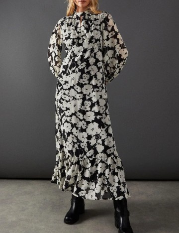 Rochie lunga WAREHOUSE, alb/negru