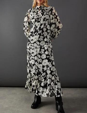 Rochie lunga WAREHOUSE, alb/negru