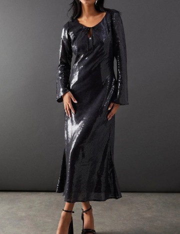 Rochie medie WAREHOUSE, gri inchis