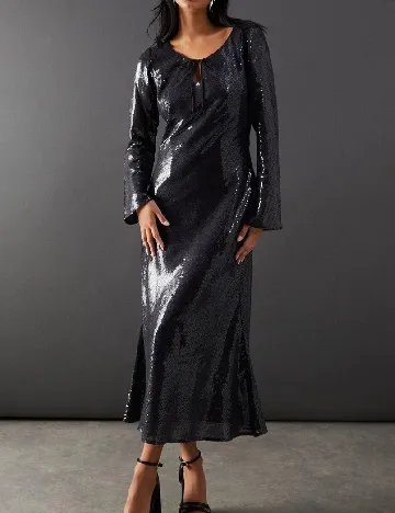 Rochie medie WAREHOUSE, gri inchis