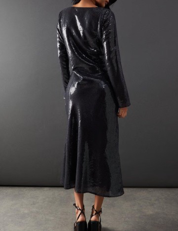 Rochie medie WAREHOUSE, gri inchis