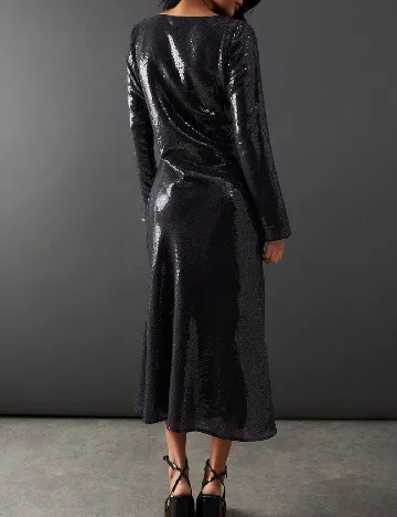 Rochie medie WAREHOUSE, gri inchis