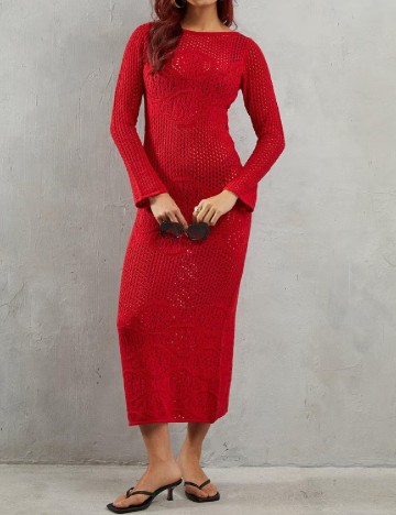 Rochie medie WAREHOUSE, rosu