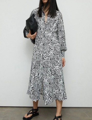 Rochie lunga WAREHOUSE, alb/negru