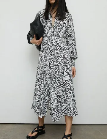 Rochie lunga WAREHOUSE, alb/negru