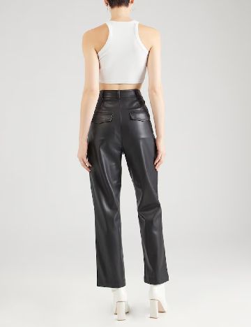 Pantaloni imitatie de piele WAREHOUSE, negru