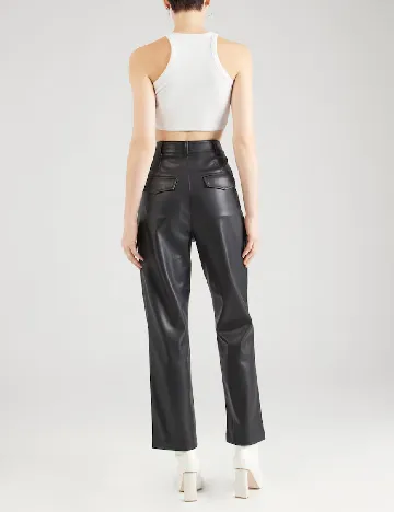 Pantaloni imitatie de piele WAREHOUSE, negru