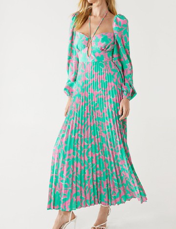 Rochie lunga WAREHOUSE, verde/roz