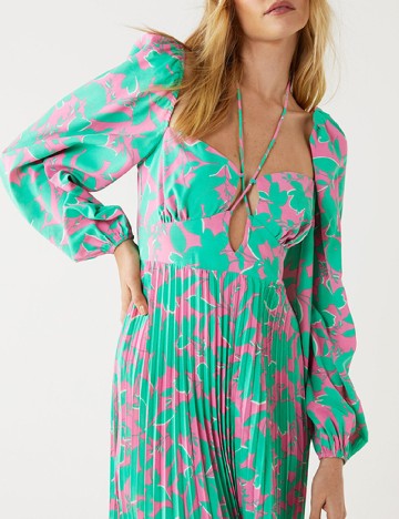 Rochie lunga WAREHOUSE, verde/roz
