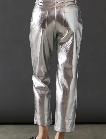 Pantaloni imitatie de piele WAREHOUSE, argintiu