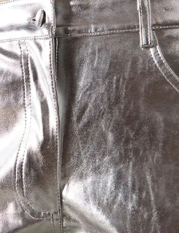 Pantaloni imitatie de piele WAREHOUSE, argintiu