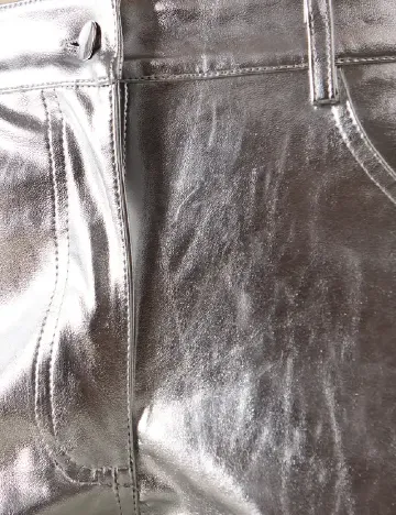 Pantaloni imitatie de piele WAREHOUSE, argintiu