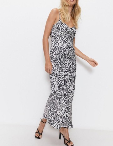 Rochie lunga WAREHOUSE, alb/negru