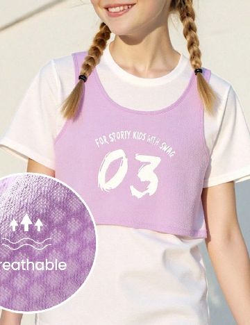 Tricou Shein Kids, alb/mov