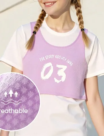 Tricou Shein Kids, alb/mov