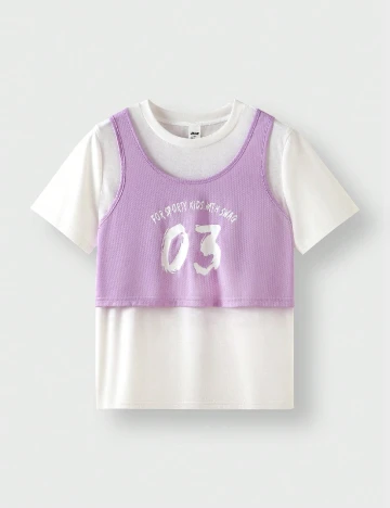 Tricou Shein Kids, alb/mov