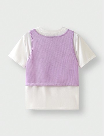 Tricou Shein Kids, alb/mov