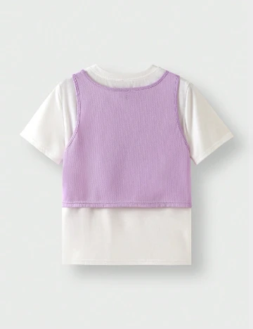 Tricou Shein Kids, alb/mov
