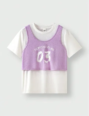 Tricou Shein Kids, alb/mov