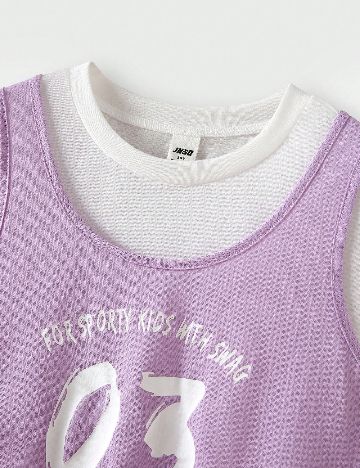 Tricou Shein Kids, alb/mov
