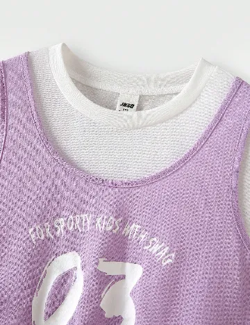 Tricou Shein Kids, alb/mov