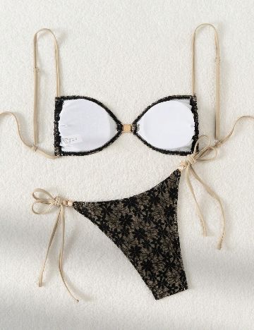 Costum de baie SHEIN, negru/bej