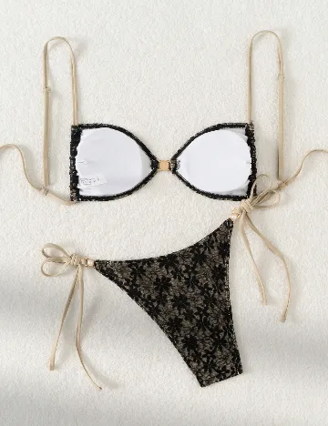 Costum de baie SHEIN, negru/bej