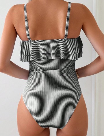 Costum de baie SHEIN, alb/negru