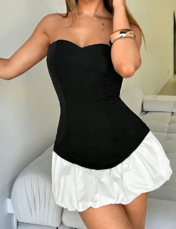 Rochie scurta SHEIN, alb/negru