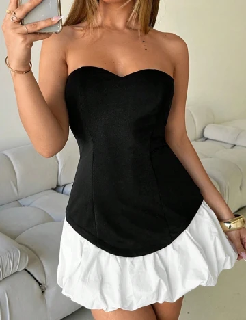 Rochie scurta SHEIN, alb/negru