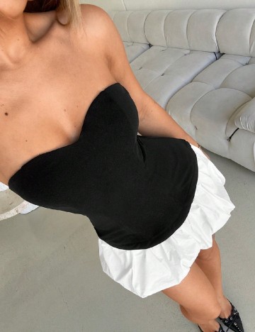Rochie scurta SHEIN, alb/negru
