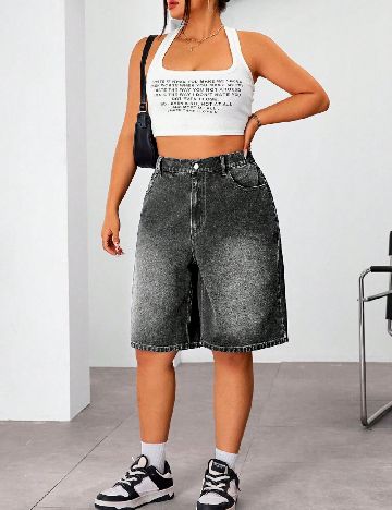 Pantaloni scurti SHEIN CURVE, negru