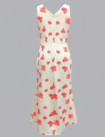 Rochie medie SHEIN, crem/rosu