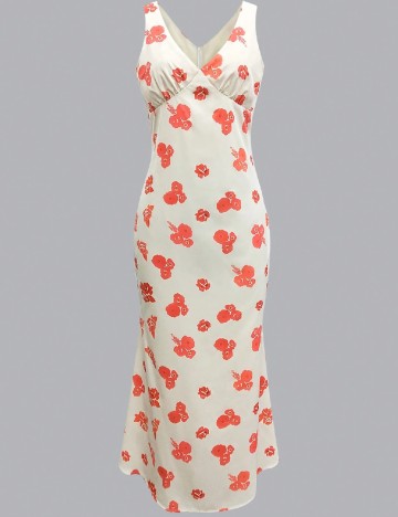 Rochie medie SHEIN, crem/rosu