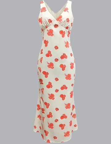 Rochie medie SHEIN, crem/rosu