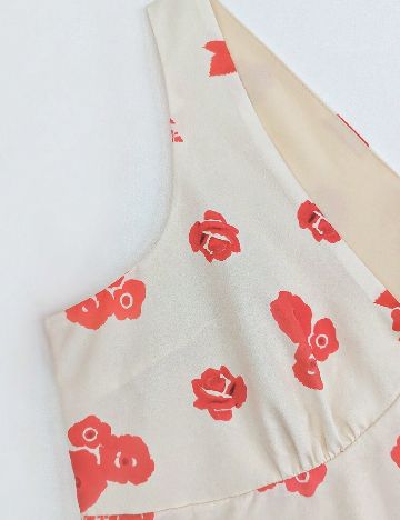 Rochie medie SHEIN, crem/rosu