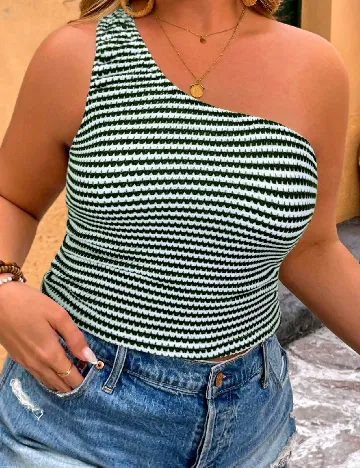 Top SHEIN CURVE, alb/verde