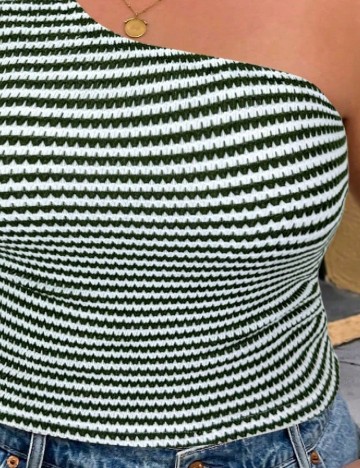 Top SHEIN CURVE, alb/verde