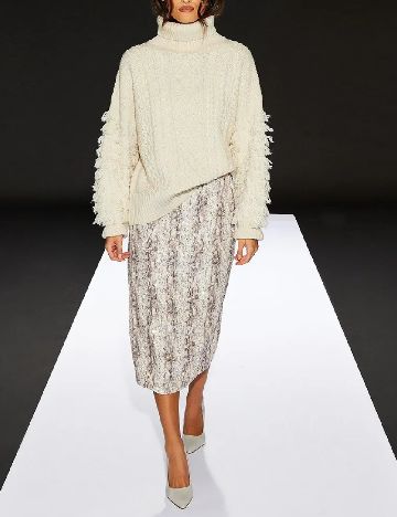 Fusta Runway, crem/maro