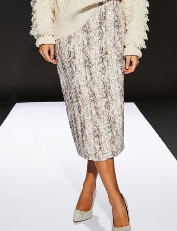 Fusta Runway, crem/maro