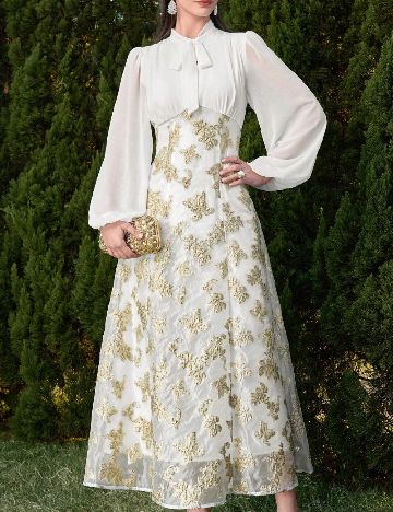 Rochie lunga SHEIN, alb/galben