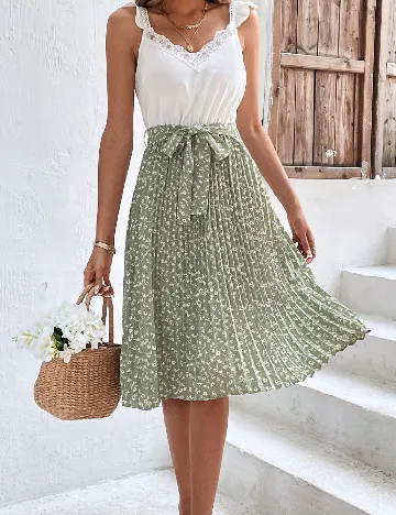 Rochie scurta SHEIN, alb/verde