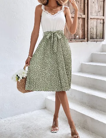 Rochie scurta SHEIN, alb/verde