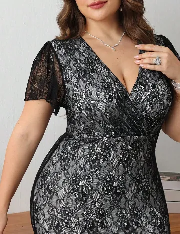 Rochie medie SHEIN CURVE, negru/alb
